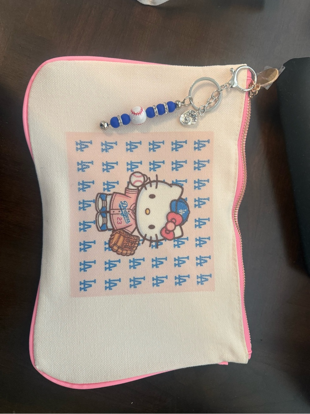 Hello Kitty Kids Pouch in Pink and Cream with Keychain